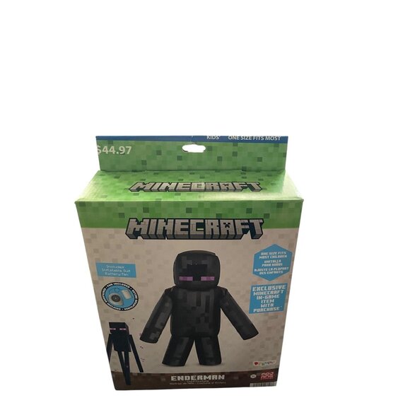 Minecraft Boys Enderman Blow-Up Halloween Costume Black One Size Cosplay Gamer - Picture 3 of 16